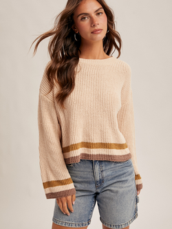 Hem & Thread Double Stripe Chenille Sweater