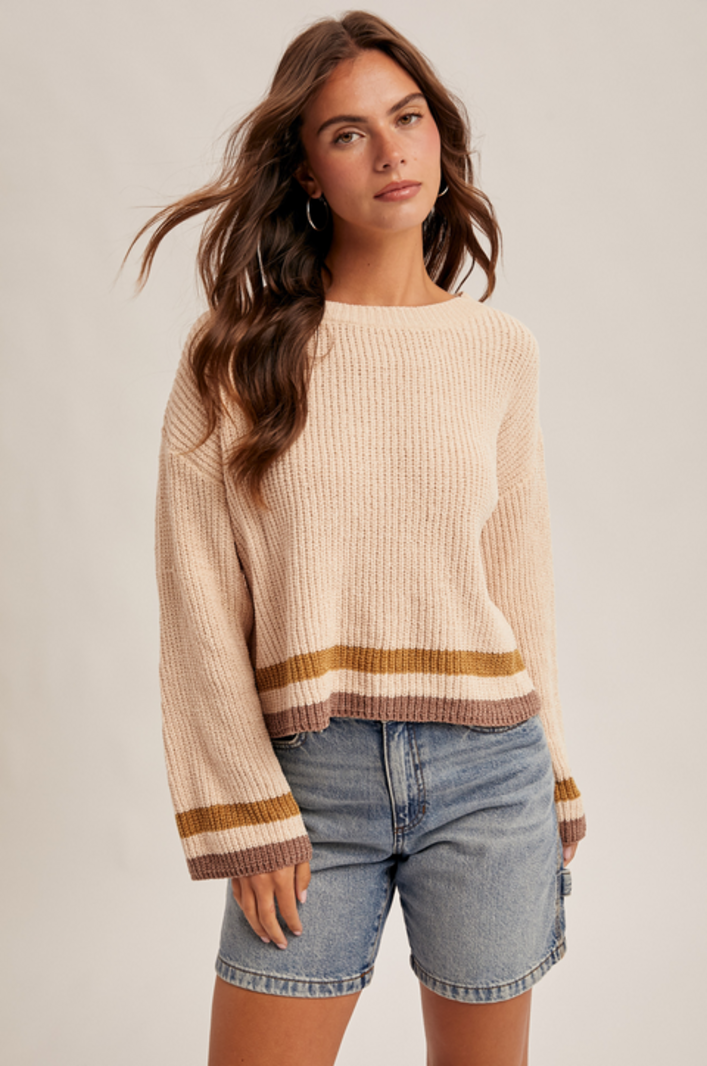 Hem & Thread Double Stripe Chenille Sweater