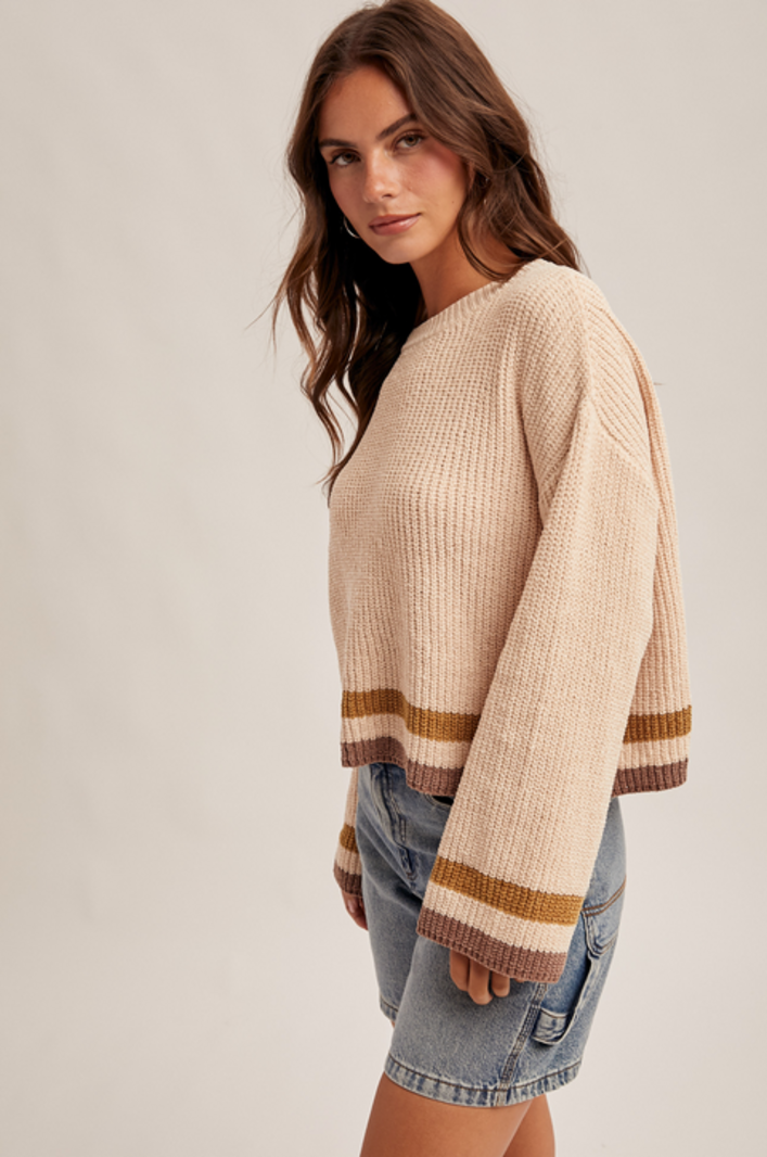 Hem & Thread Double Stripe Chenille Sweater