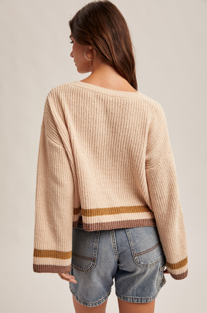 Hem & Thread Double Stripe Chenille Sweater