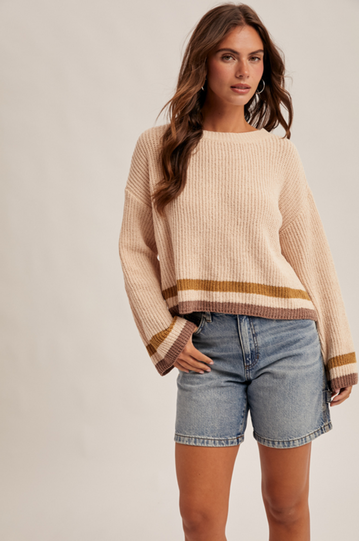 Hem & Thread Double Stripe Chenille Sweater