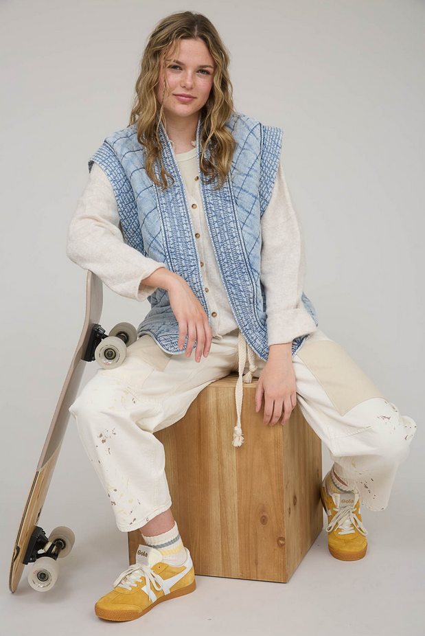 Blu Pepper Quilted Denim Vest