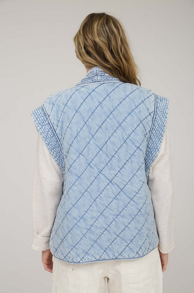 Blu Pepper Quilted Denim Vest