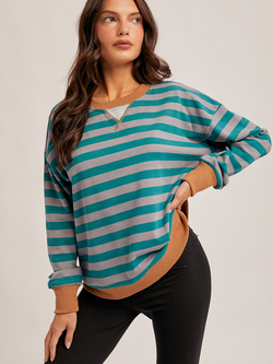Hem & Thread Contrast Stripe Sweatshirt