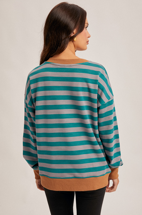 Hem & Thread Contrast Stripe Sweatshirt