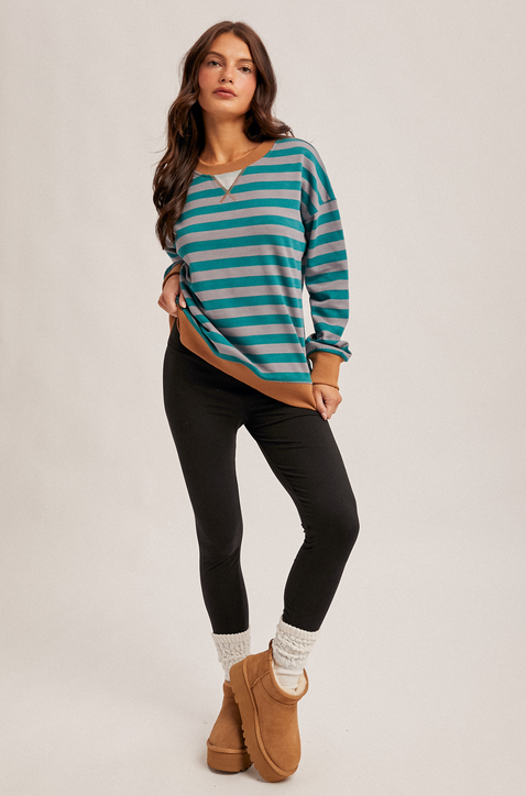 Hem & Thread Contrast Stripe Sweatshirt