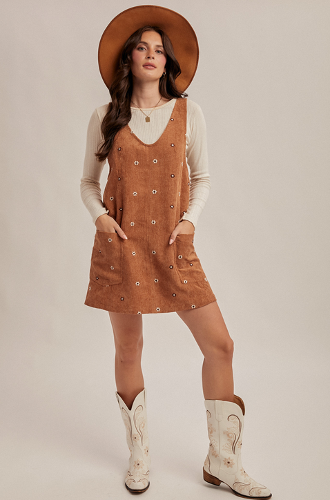 Hem & Thread Corduroy Floral Jumper