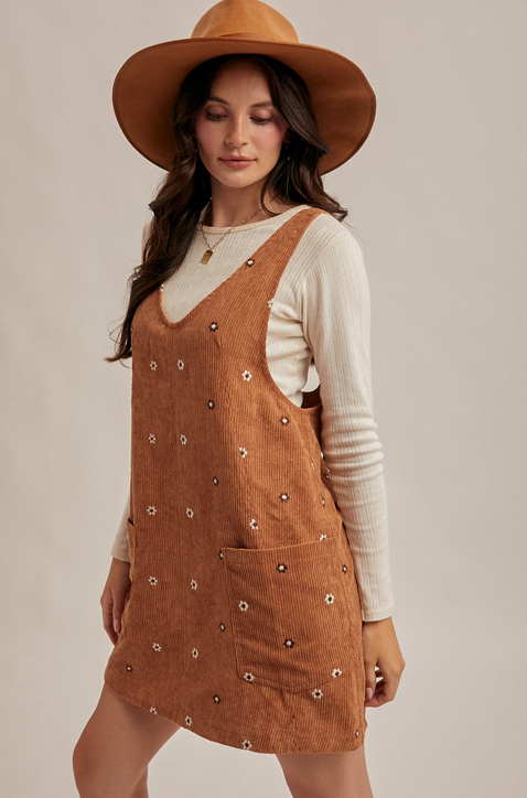 Hem & Thread Corduroy Floral Jumper