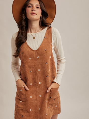 Hem & Thread Corduroy Floral Jumper