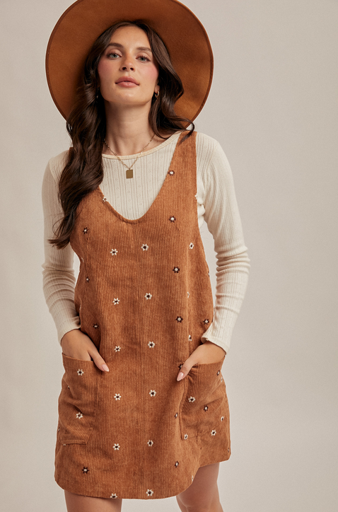 Hem & Thread Corduroy Floral Jumper