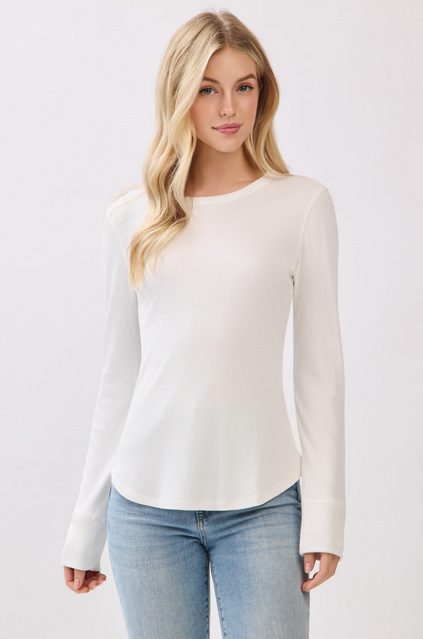 Final Touch Fitted Long Sleeve Ribbed Top