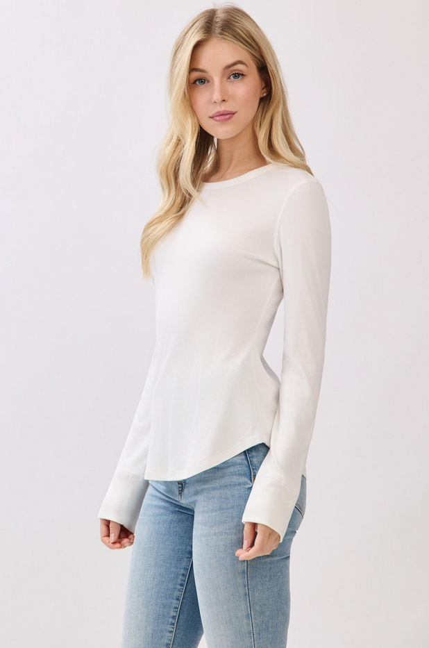 Final Touch Fitted Long Sleeve Ribbed Top