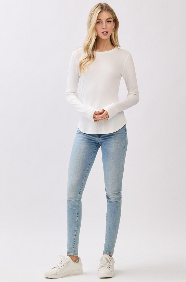 Final Touch Fitted Long Sleeve Ribbed Top