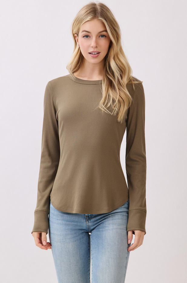 Final Touch Fitted Long Sleeve Ribbed Top