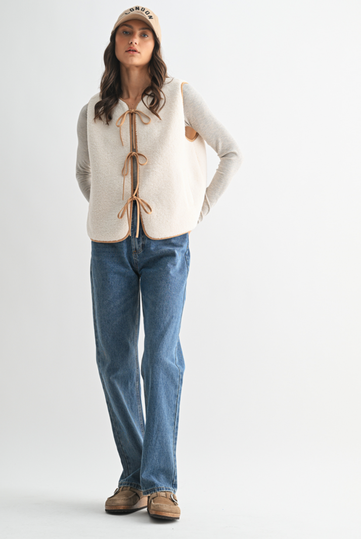 fleece vest with tie