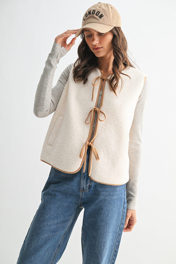 Wishlist Tie Front Fleece Vest