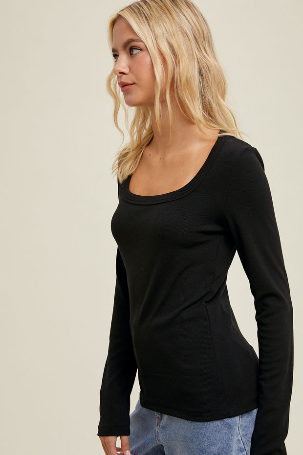 Wishlist Ribbed Scoop Neck Top