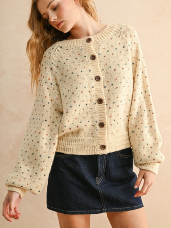 Miou Muse Confetti Heart Cardigan