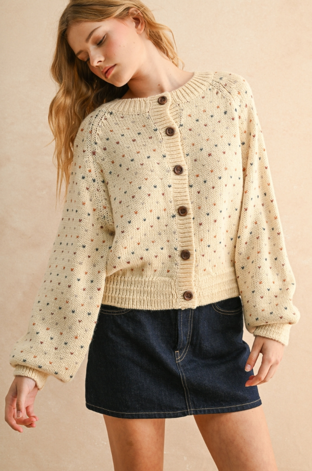 Miou Muse Confetti Heart Cardigan