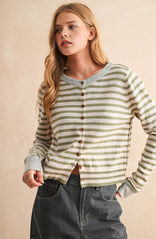 Miou Muse Contrast Stripe Cardigan