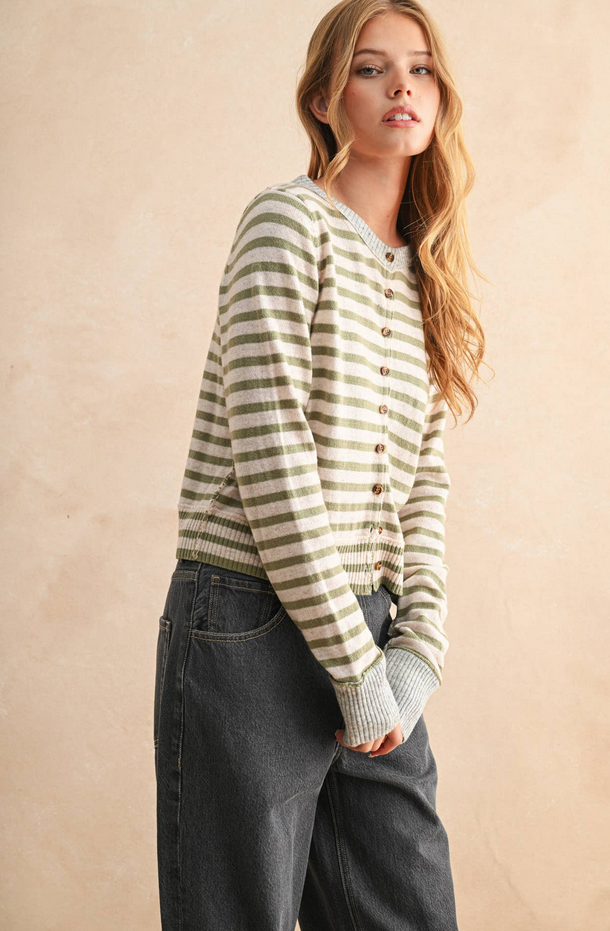 Miou Muse Contrast Stripe Cardigan