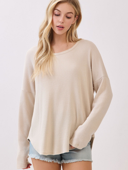 Final Touch Cozy Ribbed Drop Sleeve Top