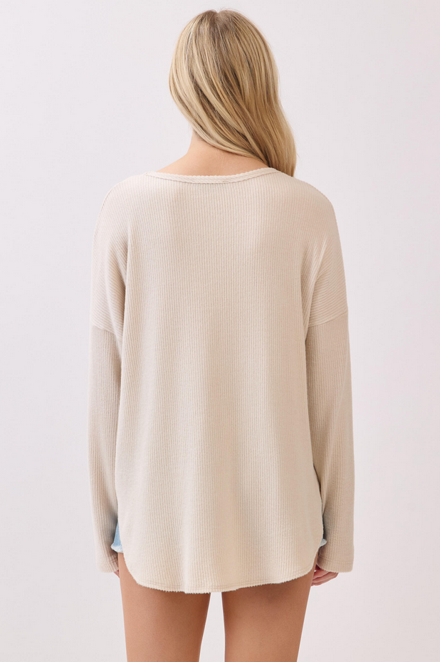Final Touch Cozy Ribbed Drop Sleeve Top