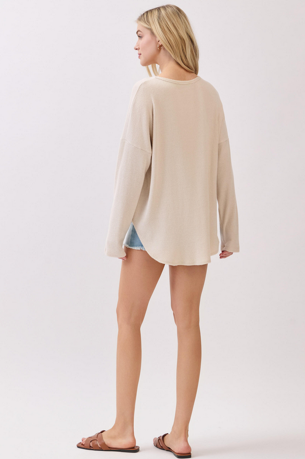 Final Touch Cozy Ribbed Drop Sleeve Top