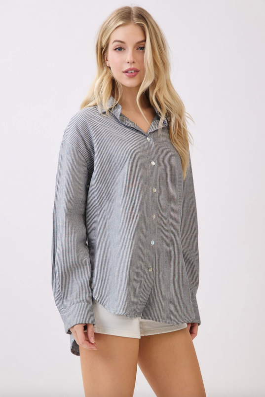 Final Touch Houndstooth + Stripes Button Up