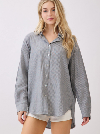 Final Touch Houndstooth + Stripes Button Up