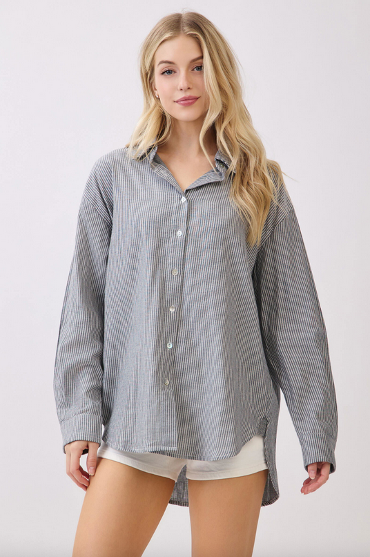 Final Touch Houndstooth + Stripes Button Up