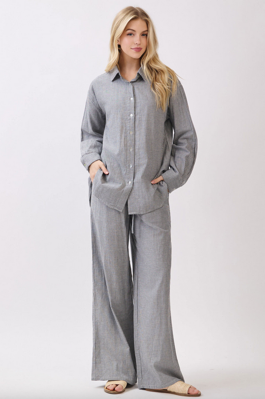 Final Touch Houndstooth + Stripes Button Up