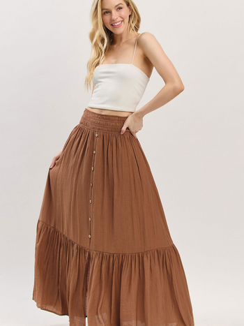 Final Touch Button Front Maxi Skirt