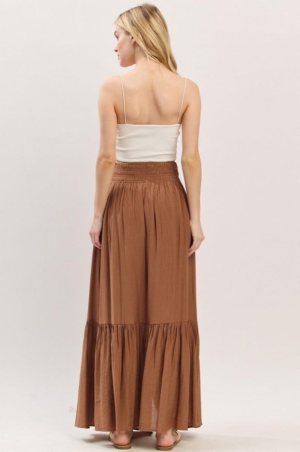 Final Touch Button Front Maxi Skirt
