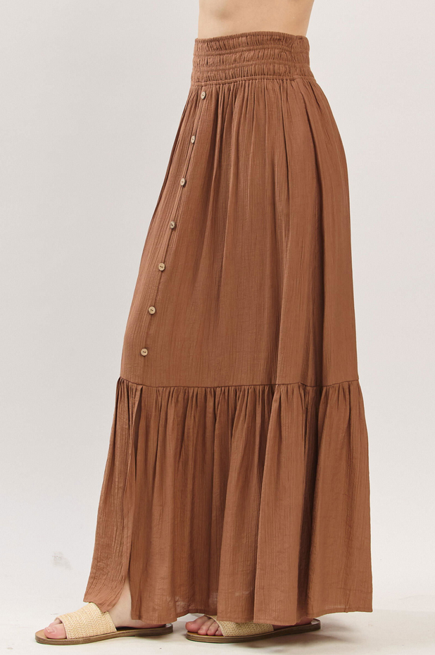 Final Touch Button Front Maxi Skirt