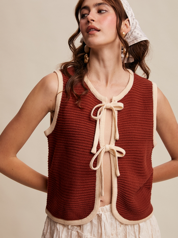 Listicle Tie Front Knit Vest