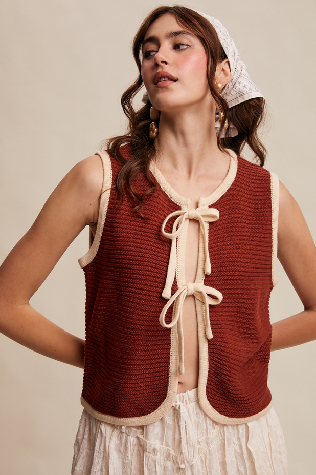 Listicle Tie Front Knit Vest