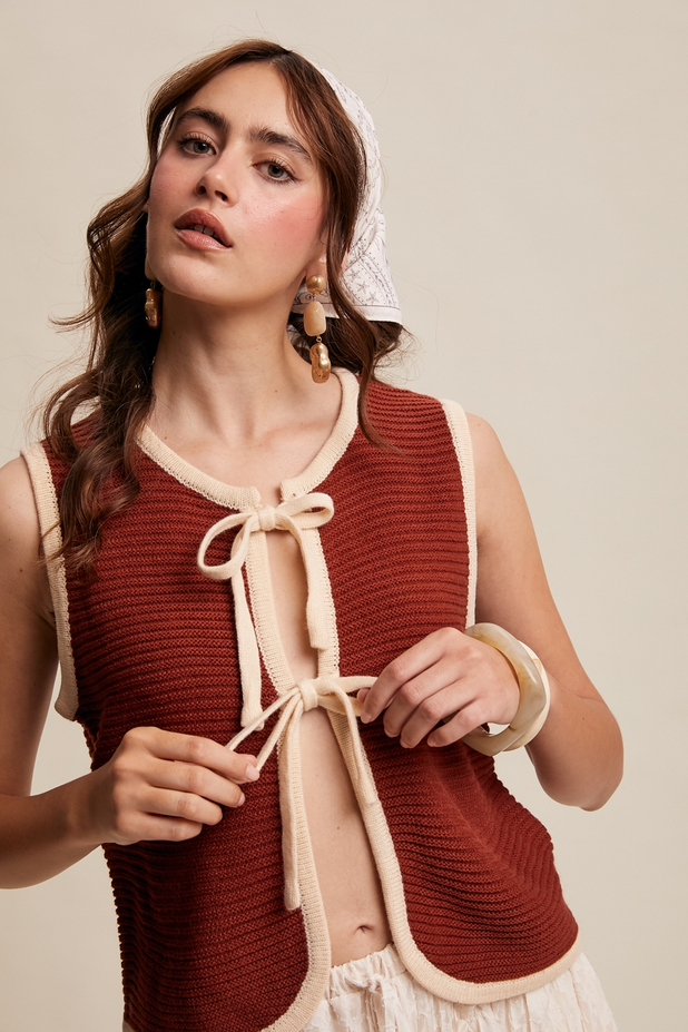 Listicle Tie Front Knit Vest