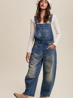 Listicle Denim Barrel Overalls