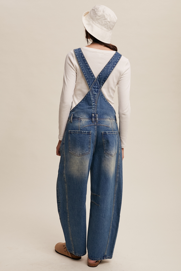 Listicle Denim Barrel Overalls