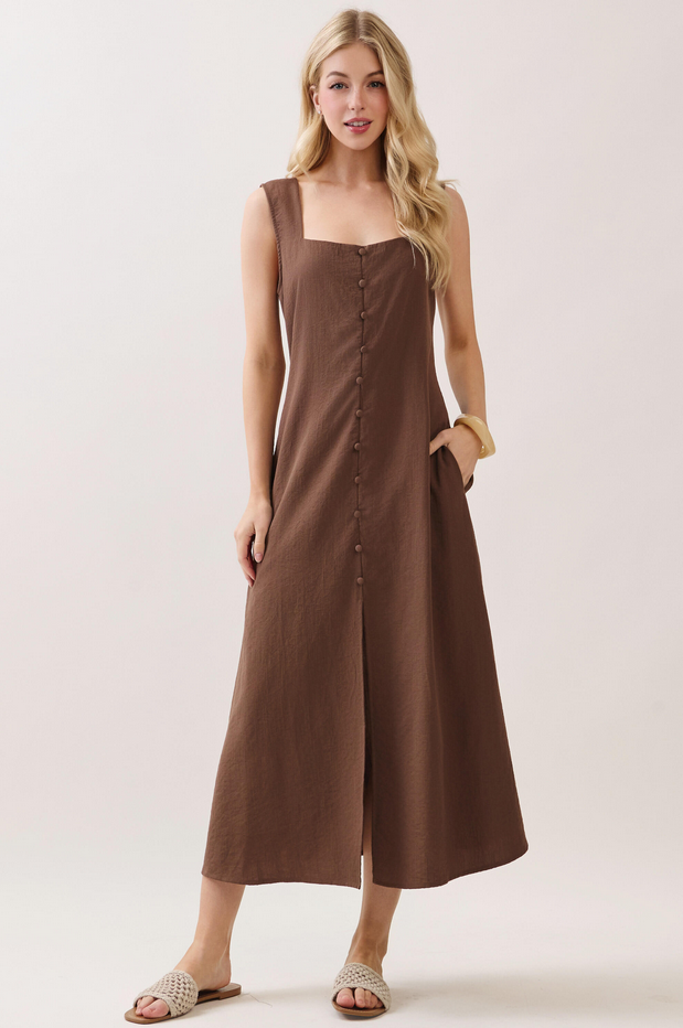 Final Touch Square Neck Button Dress