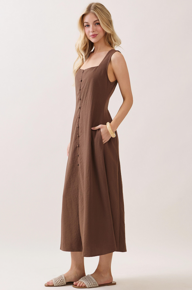 Final Touch Square Neck Button Dress