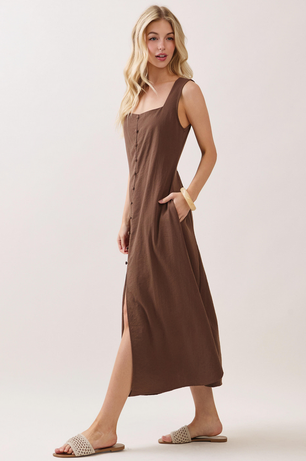 Final Touch Square Neck Button Dress