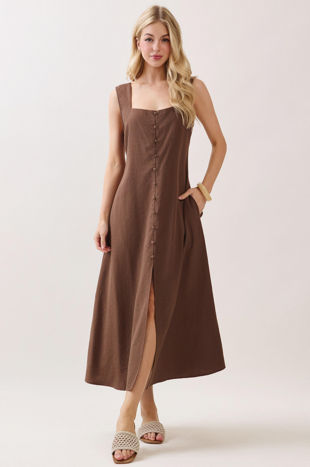 Final Touch Square Neck Button Dress