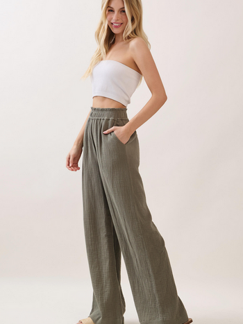 Final Touch Wide Leg Gauze Pants