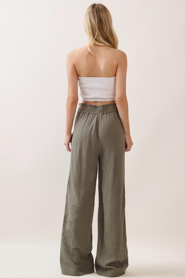 Final Touch Wide Leg Gauze Pants