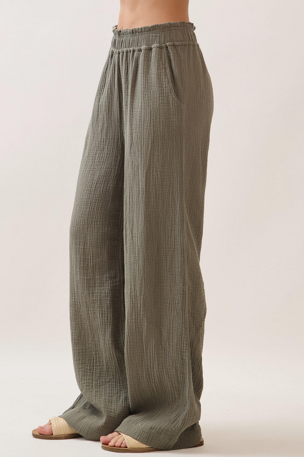 Final Touch Wide Leg Gauze Pants