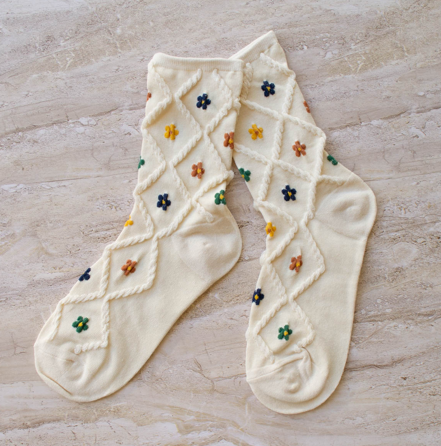 Tiepology Ann Cottage Floral Casual Socks