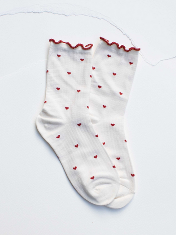 Tiepology Mini Heart Ruffle Socks