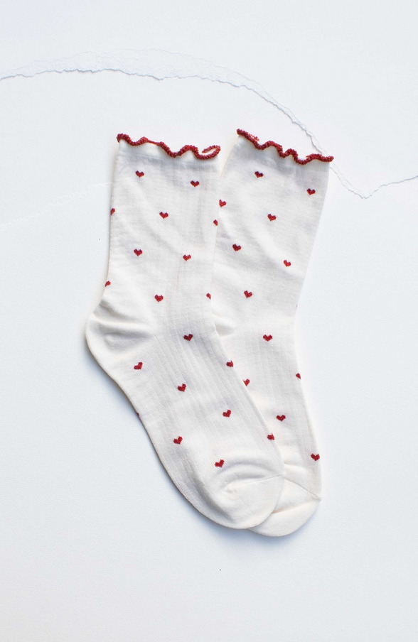 Tiepology Mini Heart Ruffle Socks